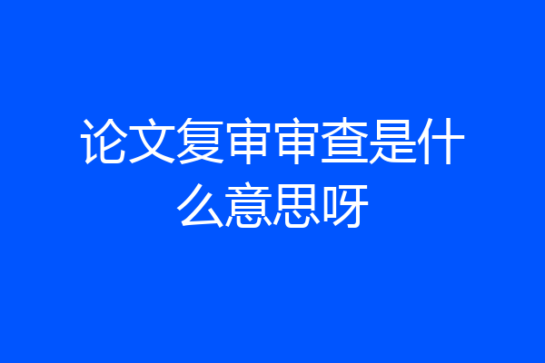 论文复审审查是什么意思呀
