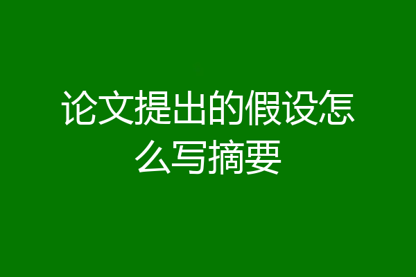 论文提出的假设怎么写摘要