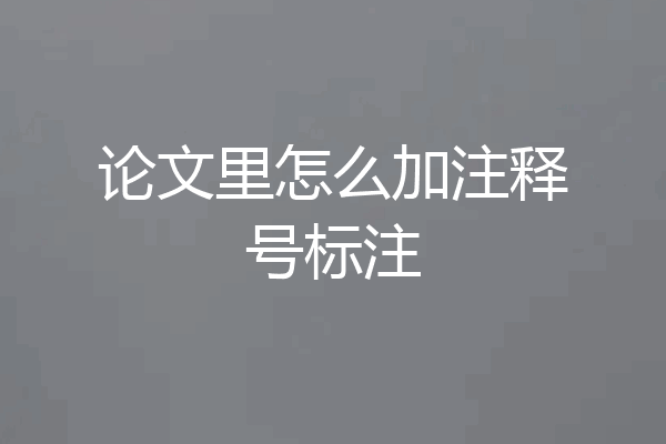 论文里怎么加注释号标注