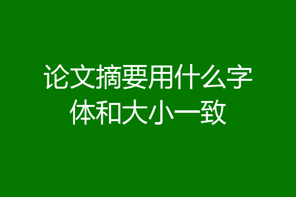 论文摘要用什么字体和大小一致