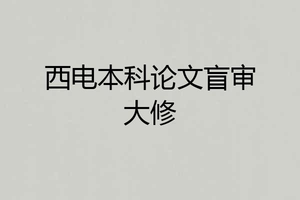 西电本科论文盲审大修