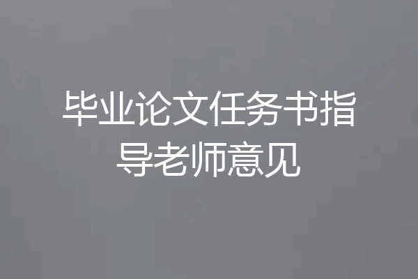 毕业论文任务书指导老师意见