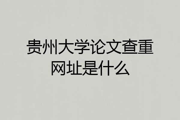 贵州大学论文查重网址是什么