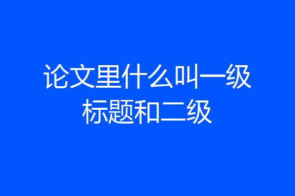 论文里什么叫一级标题和二级