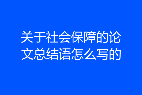关于社会保障的论文总结语怎么写的