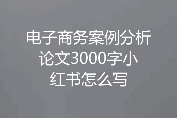电子商务案例分析论文3000字小红书怎么写