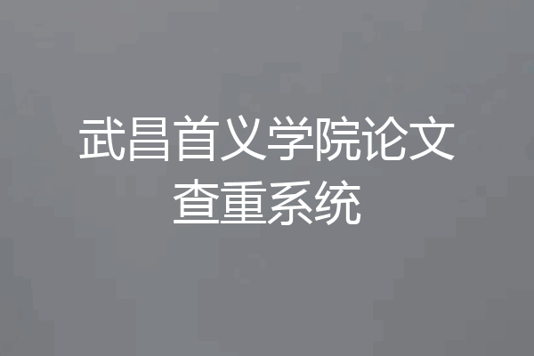 武昌首义学院论文查重系统