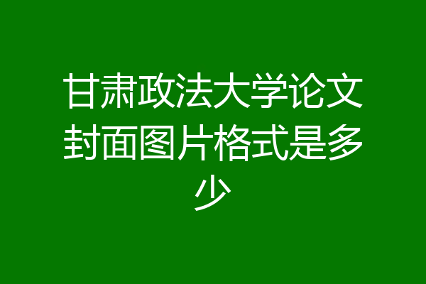 甘肃政法大学论文封面图片格式是多少