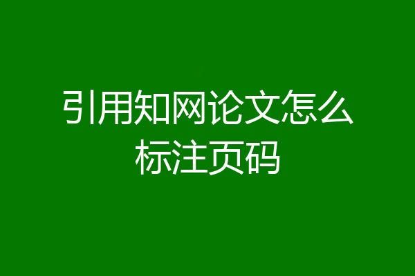 引用知网论文怎么标注页码