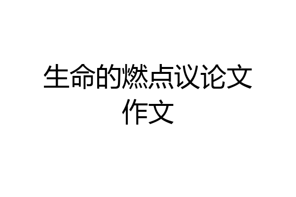 生命的燃点议论文作文