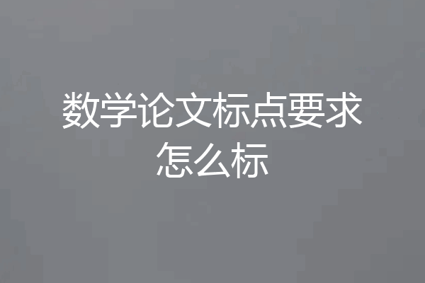 数学论文标点要求怎么标