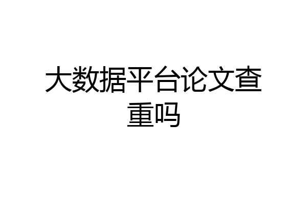 大数据平台论文查重吗