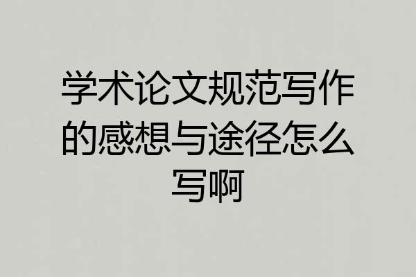 学术论文规范写作的感想与途径怎么写啊