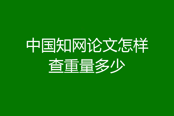 中国知网论文怎样查重量多少