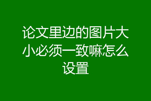 论文里边的图片大小必须一致嘛怎么设置