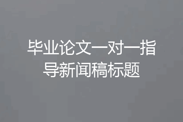 毕业论文一对一指导新闻稿标题