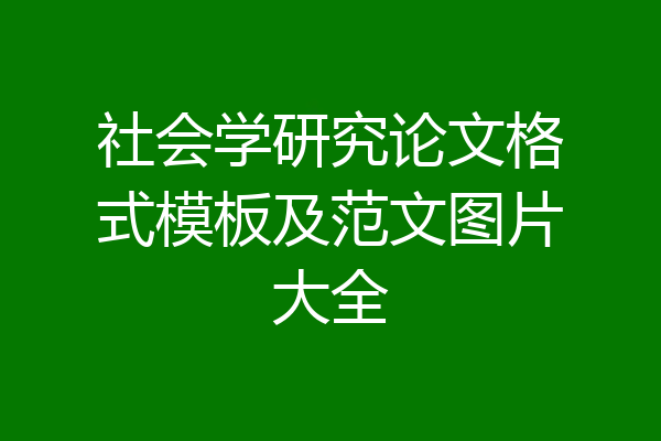 社会学研究论文格式模板及范文图片大全