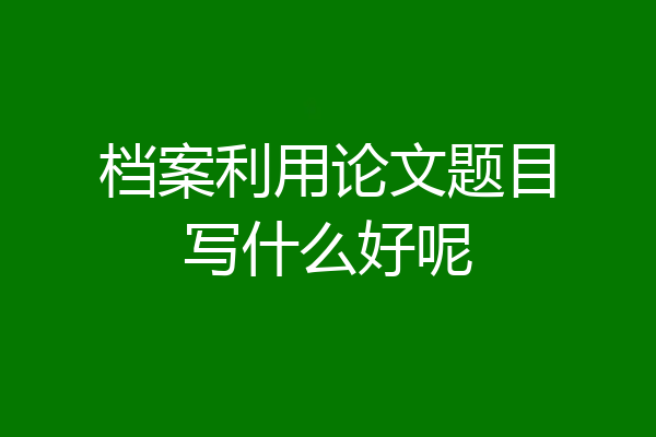 档案利用论文题目写什么好呢
