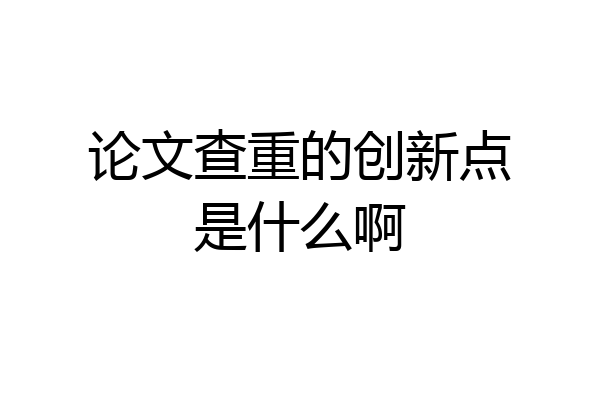 论文查重的创新点是什么啊