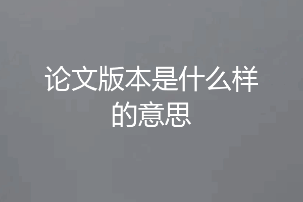 论文版本是什么样的意思
