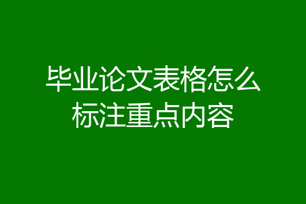 毕业论文表格怎么标注重点内容