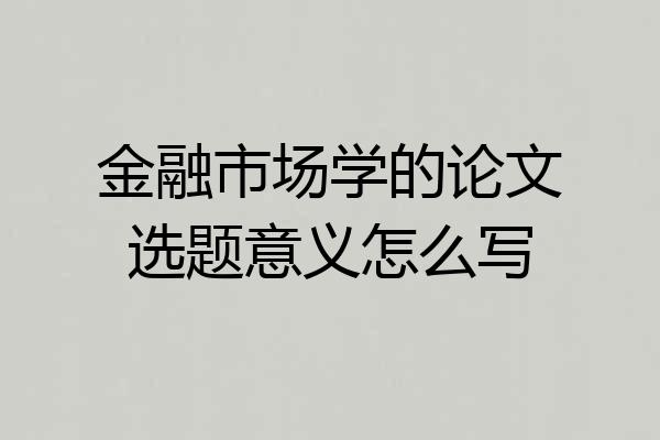 金融市场学的论文选题意义怎么写