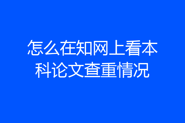怎么在知网上看本科论文查重情况