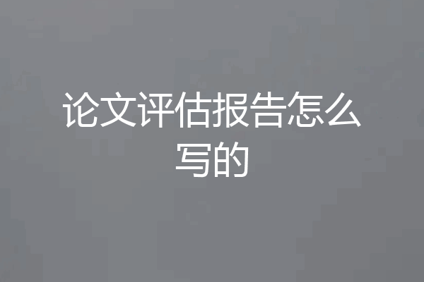 论文评估报告怎么写的