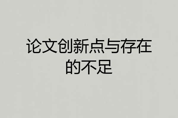 论文创新点与存在的不足