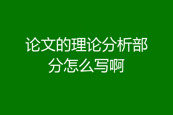 论文的理论分析部分怎么写啊