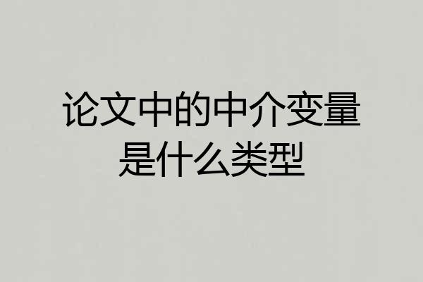 论文中的中介变量是什么类型