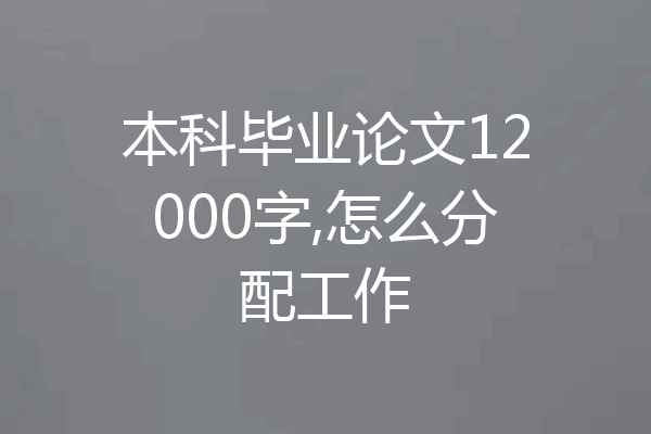 本科毕业论文12000字,怎么分配工作