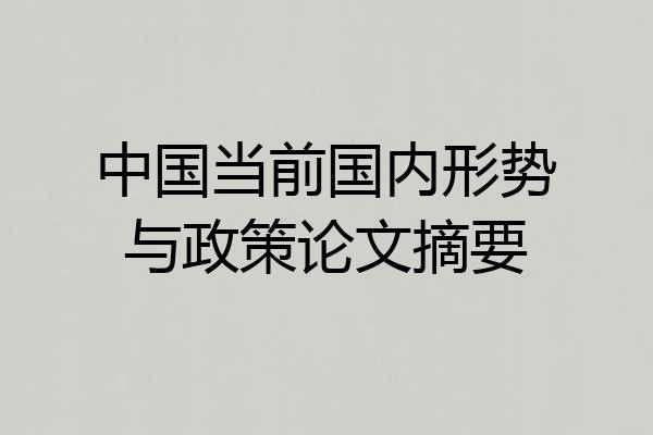 中国当前国内形势与政策论文摘要