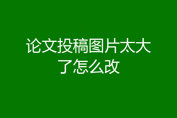 论文投稿图片太大了怎么改