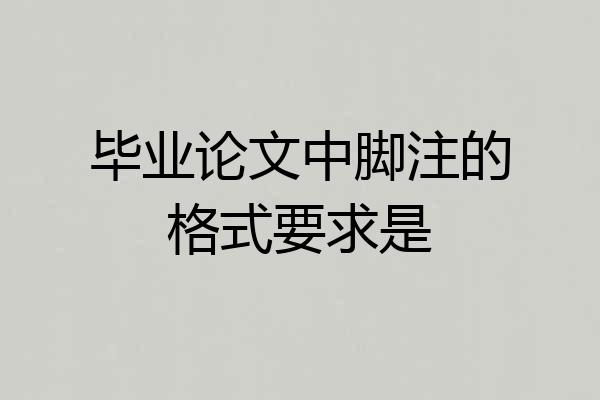 毕业论文中脚注的格式要求是