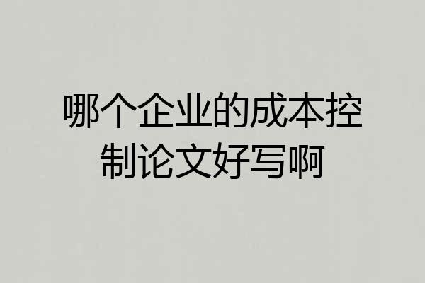 哪个企业的成本控制论文好写啊