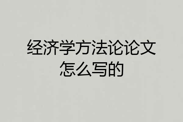 经济学方法论论文怎么写的