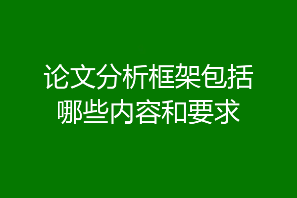论文分析框架包括哪些内容和要求