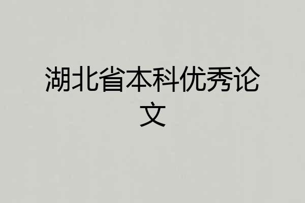 湖北省本科优秀论文