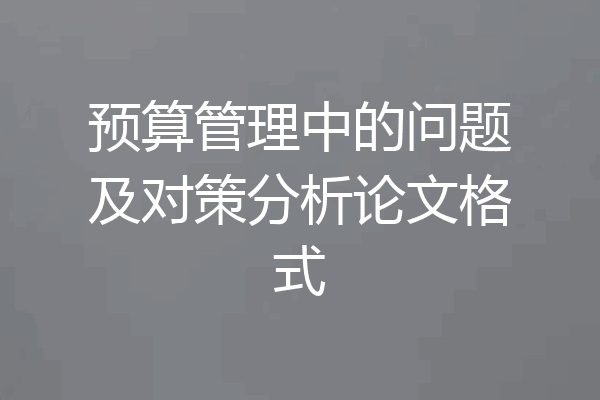 预算管理中的问题及对策分析论文格式