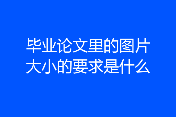 毕业论文里的图片大小的要求是什么