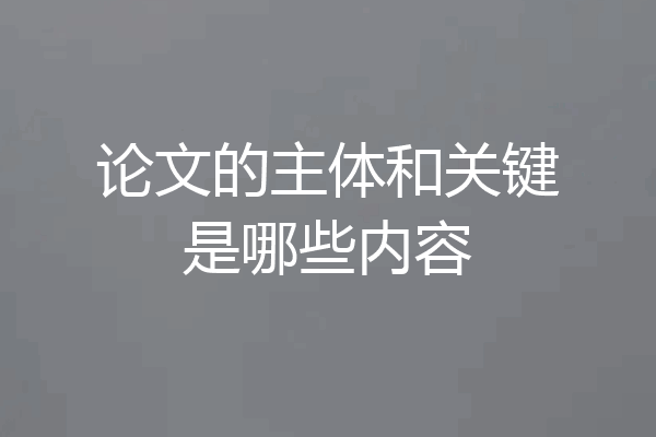 论文的主体和关键是哪些内容