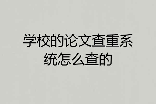 学校的论文查重系统怎么查的