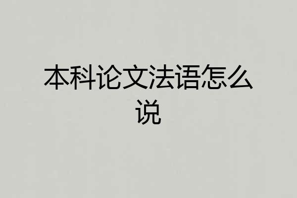 本科论文法语怎么说