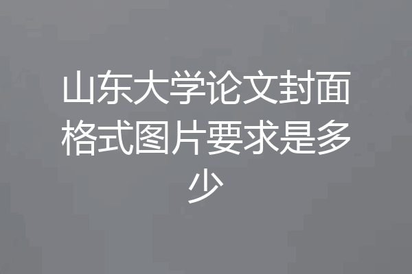 山东大学论文封面格式图片要求是多少
