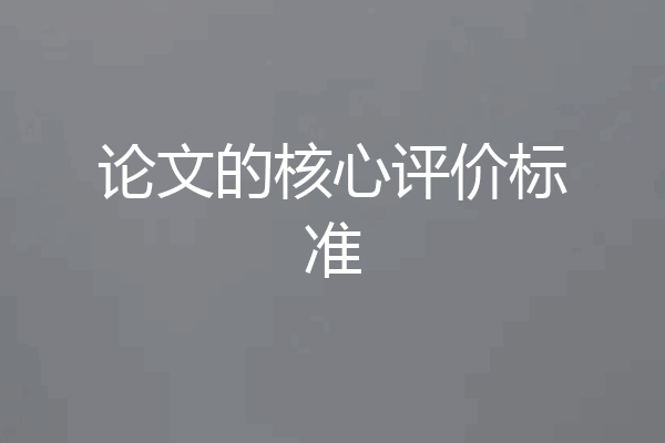 论文的核心评价标准