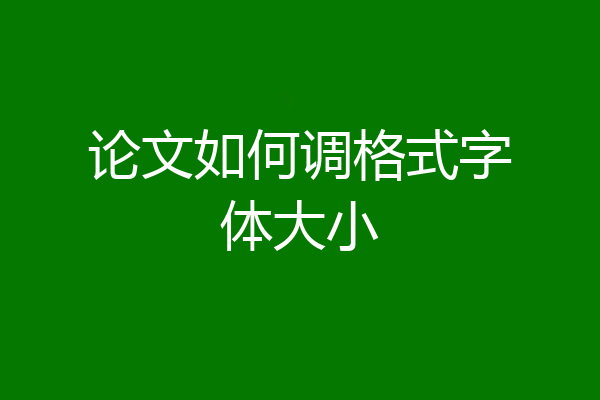 论文如何调格式字体大小