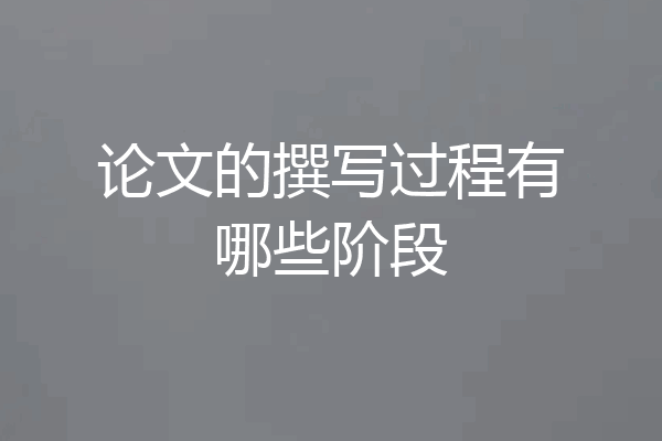 论文的撰写过程有哪些阶段
