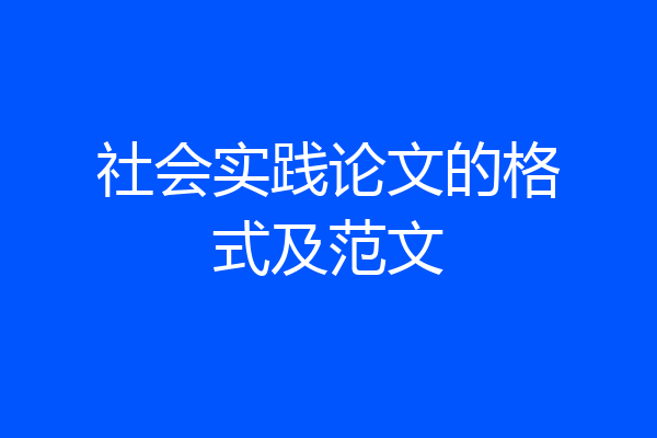 社会实践论文的格式及范文
