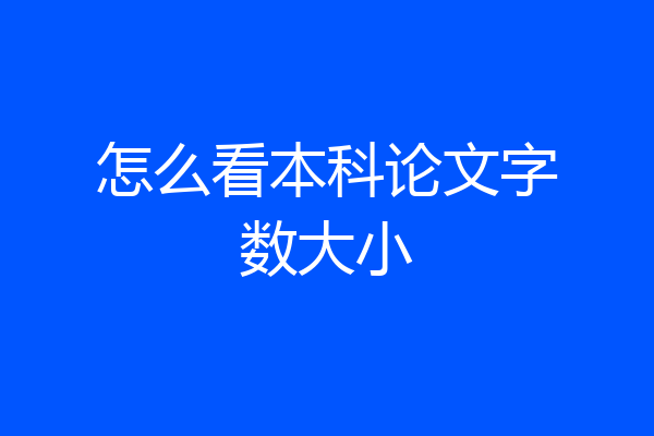 怎么看本科论文字数大小